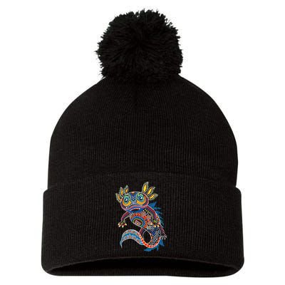 Ambystoma Mexicanum Salamander Mexican Design Cute Axolotl Pom Pom 12in Knit Beanie