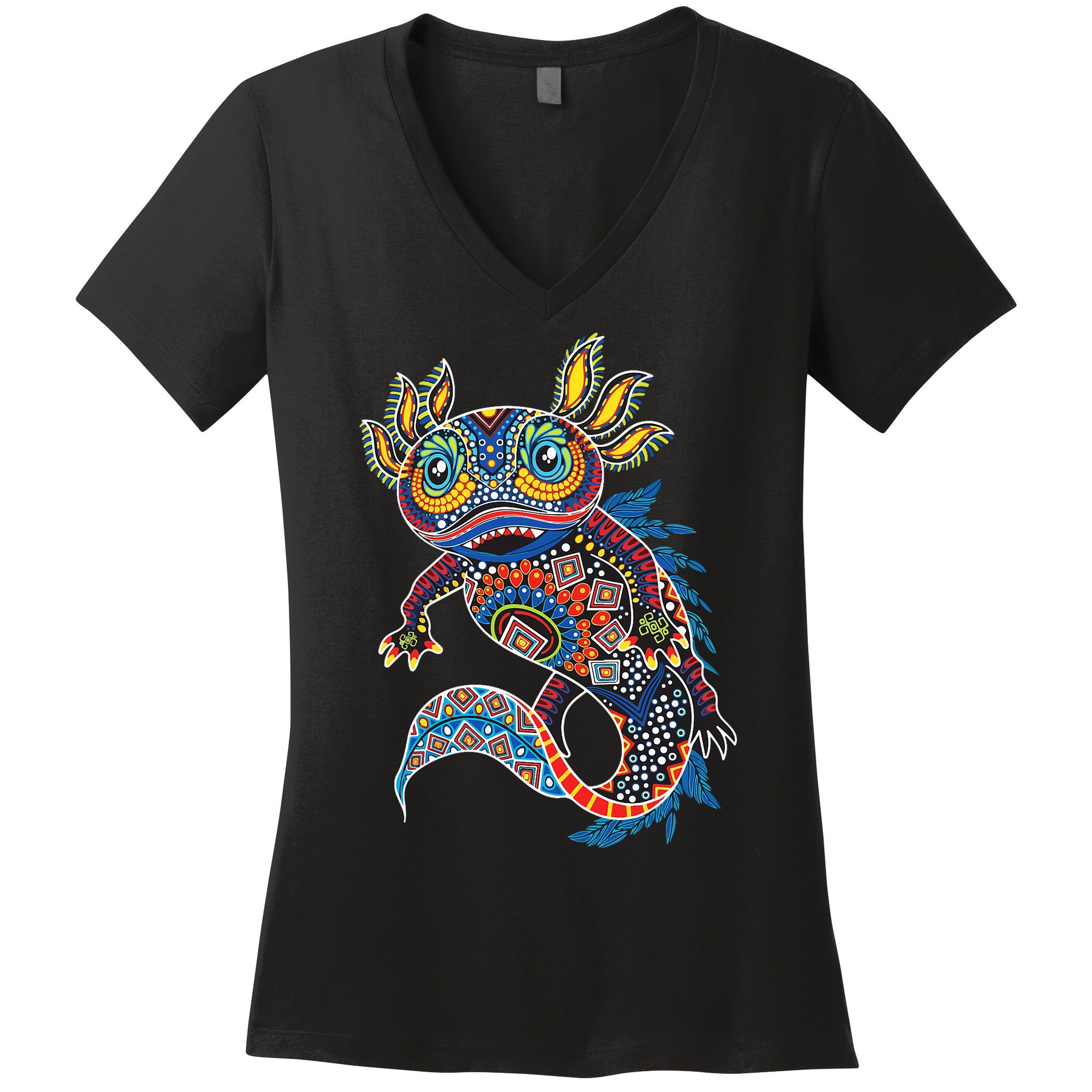 Ambystoma Mexicanum Salamander Mexican Design Cute Axolotl Women's V-Neck T-Shirt