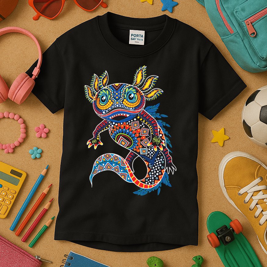 Ambystoma Mexicanum Salamander Mexican Design Cute Axolotl Kids T-Shirt