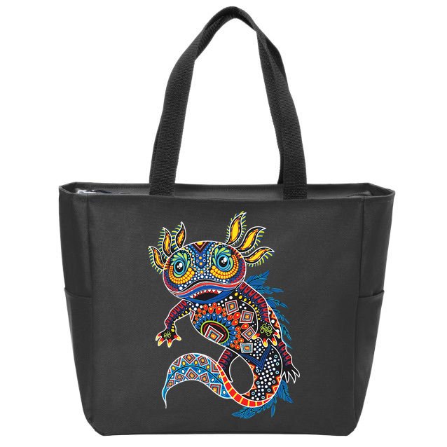 Ambystoma Mexicanum Salamander Mexican Design Cute Axolotl Zip Tote Bag