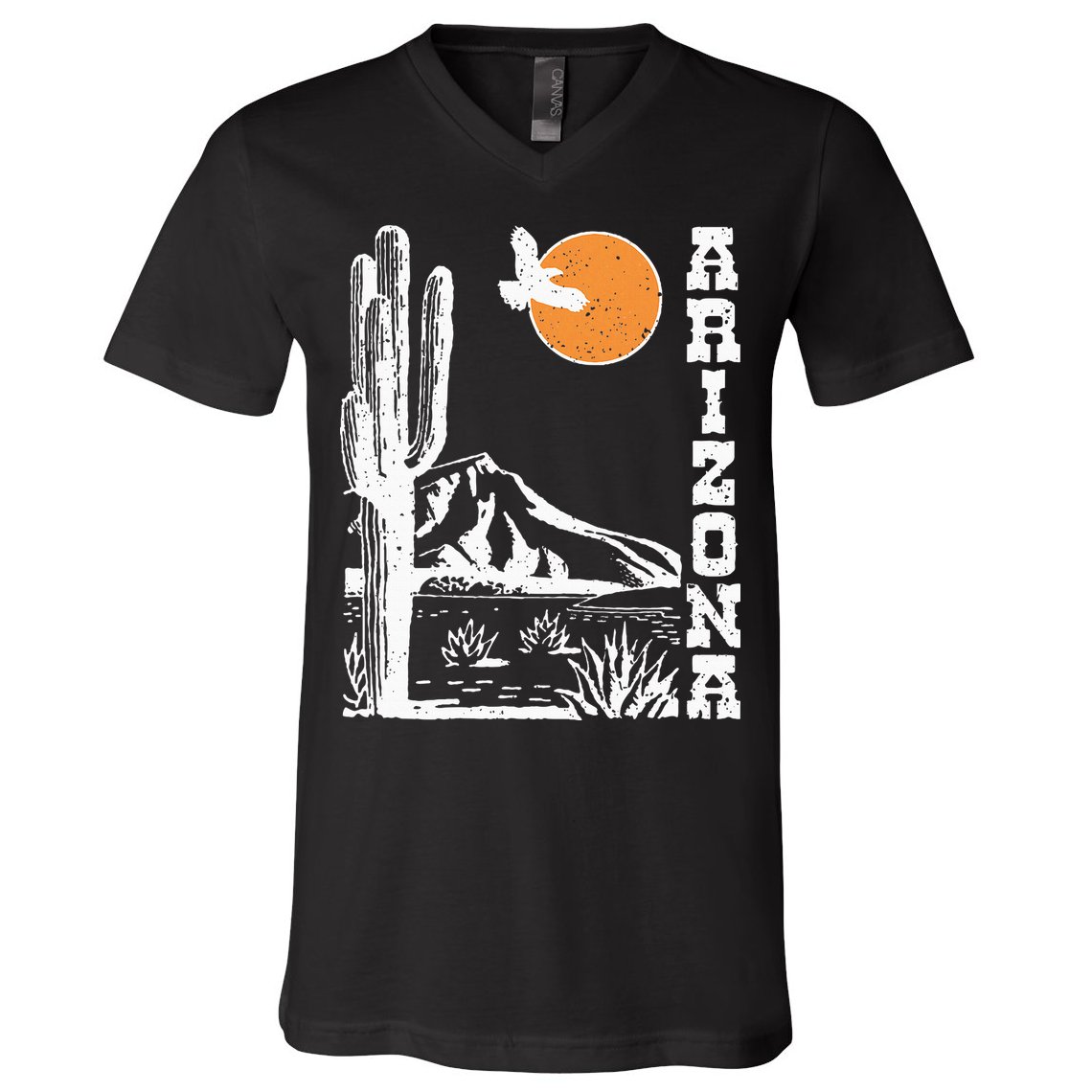Arizona Mountain Sedona Desert Sun And Cactus V-Neck T-Shirt