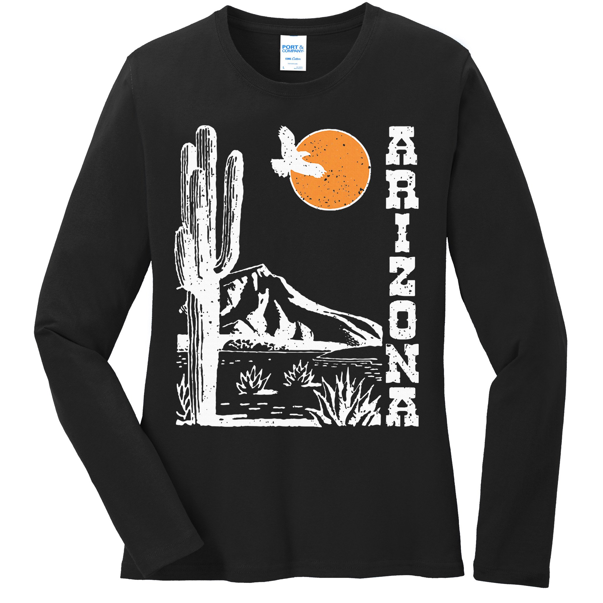 Arizona Mountain Sedona Desert Sun And Cactus Ladies Long Sleeve Shirt