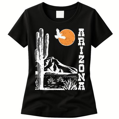 Arizona Mountain Sedona Desert Sun And Cactus Womens T-Shirt