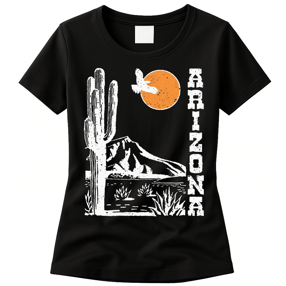 Arizona Mountain Sedona Desert Sun And Cactus Womens T-Shirt