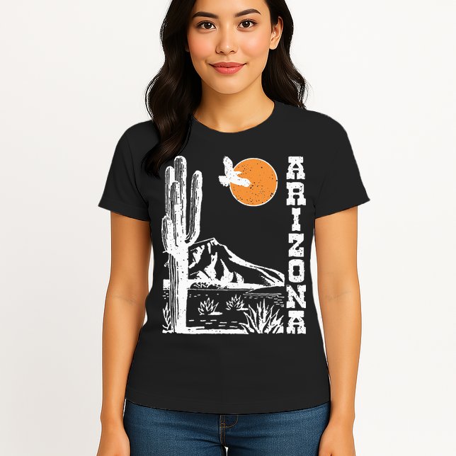 Arizona Mountain Sedona Desert Sun And Cactus Womens T-Shirt