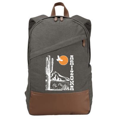 Arizona Mountain Sedona Desert Sun And Cactus Cotton Canvas Backpack
