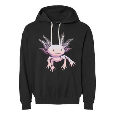 Axolotl Mexican Salamander Drawing Lizard Realistic Axolotl  Garment-Dyed Fleece Hoodie