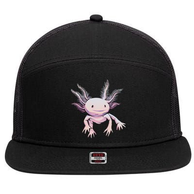 Axolotl Mexican Salamander Drawing Lizard Realistic Axolotl  7 Panel Mesh Trucker Snapback Hat