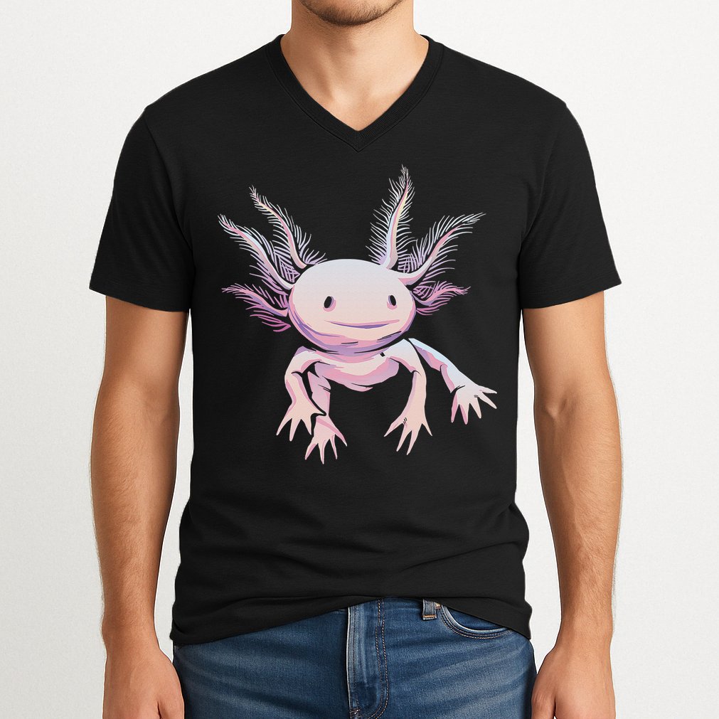 Axolotl Mexican Salamander Drawing Lizard Realistic Axolotl  V-Neck T-Shirt