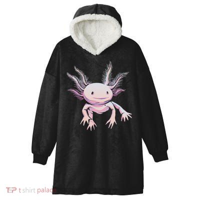 Axolotl Mexican Salamander Drawing Lizard Realistic Axolotl  Hooded Wearable Blanket