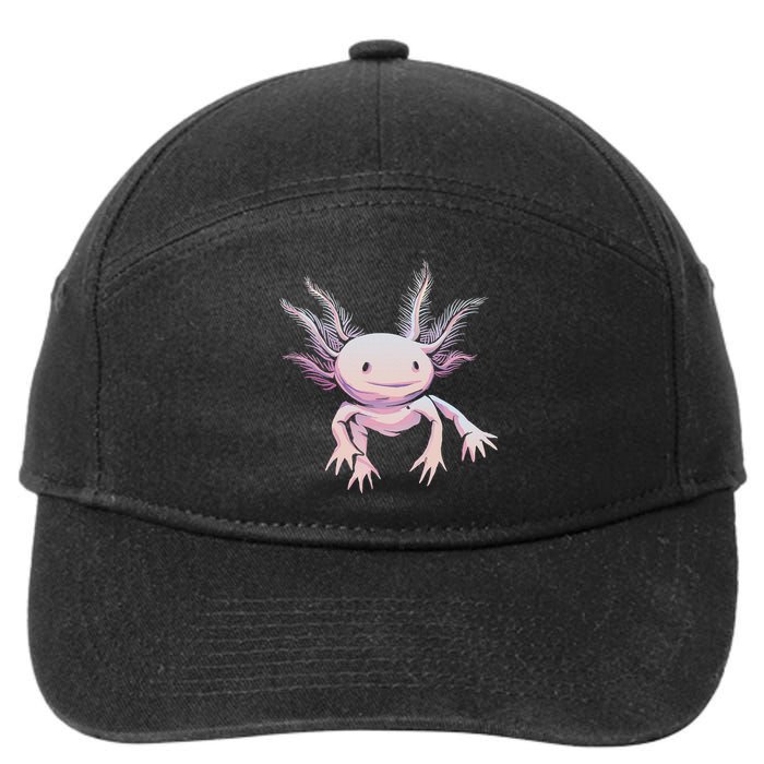 Axolotl Mexican Salamander Drawing Lizard Realistic Axolotl  7-Panel Snapback Hat