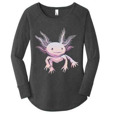 Axolotl Mexican Salamander Drawing Lizard Realistic Axolotl  Women's Perfect Tri Tunic Long Sleeve Shirt