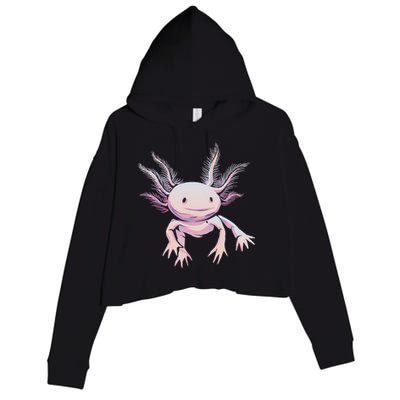 Axolotl Mexican Salamander Drawing Lizard Realistic Axolotl  Crop Fleece Hoodie