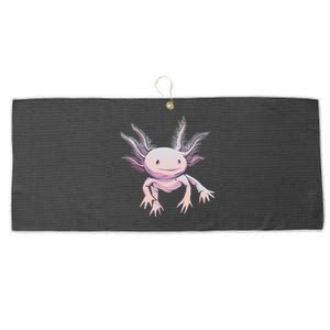 Axolotl Mexican Salamander Drawing Lizard Realistic Axolotl  Large Microfiber Waffle Golf Towel