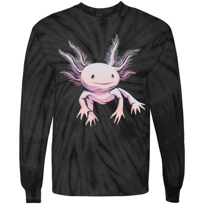 Axolotl Mexican Salamander Drawing Lizard Realistic Axolotl  Tie-Dye Long Sleeve Shirt