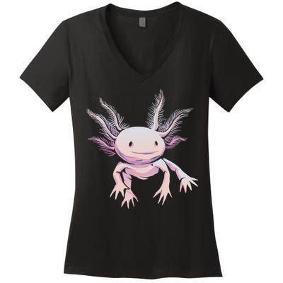 Axolotl Mexican Salamander Drawing Lizard Realistic Axolotl  Women's V-Neck T-Shirt