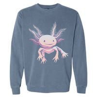 Axolotl Mexican Salamander Drawing Lizard Realistic Axolotl  Garment-Dyed Sweatshirt