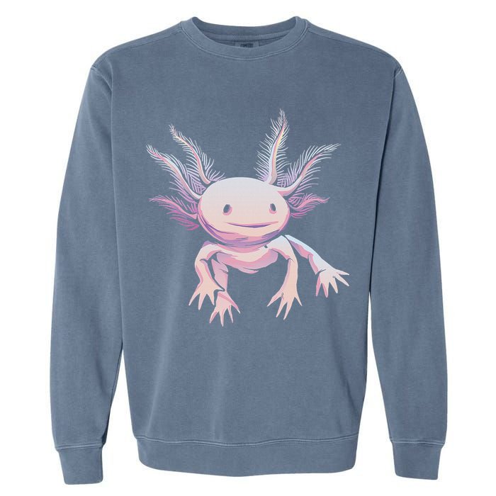 Axolotl Mexican Salamander Drawing Lizard Realistic Axolotl  Garment-Dyed Sweatshirt
