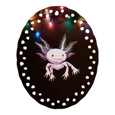 Axolotl Mexican Salamander Drawing Lizard Realistic Axolotl  Ceramic Oval Ornament