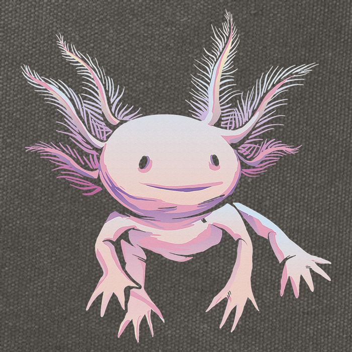 Axolotl Mexican Salamander Drawing Lizard Realistic Axolotl  Cotton Canvas Backpack