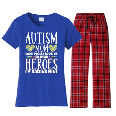 Autism Mom Some People Look Up Their Heroes IM Raising Mine Gift Women's Flannel Pajama Set