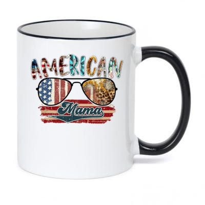 American Mama Sunglass Fourth Of July Leopard Gift 11oz Black Color Changing Mug