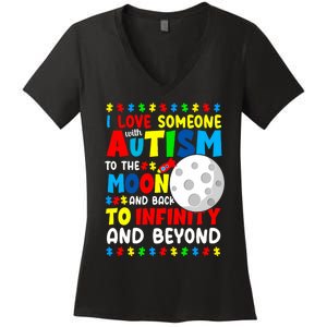 Autism Mom Sister Grandma I Love Someone With Autism Women's V-Neck T-Shirt