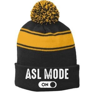 ASL Mode Sign Language Gift Deaf Gift ASL Teacher Gift Stripe Pom Pom Beanie