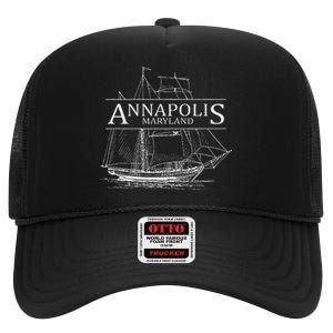 Annapolis Maryland Sailing Capital Of The World High Crown Mesh Back Trucker Hat