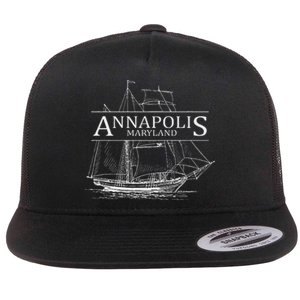 Annapolis Maryland Sailing Capital Of The World Flat Bill Trucker Hat