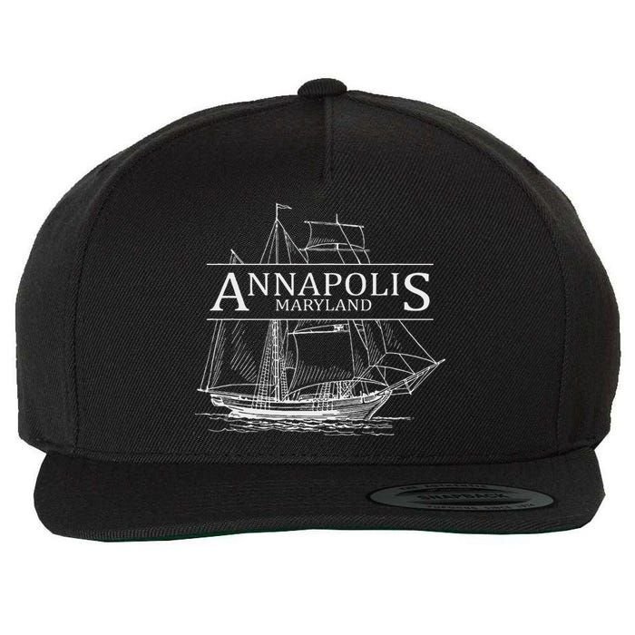 Annapolis Maryland Sailing Capital Of The World Wool Snapback Cap