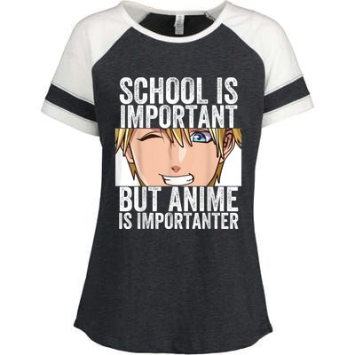 Anime Merch School Is Important But Anime Is Importanter Enza Ladies Jersey Colorblock Tee