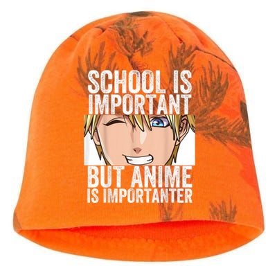 Anime Merch School Is Important But Anime Is Importanter Kati - Camo Knit Beanie