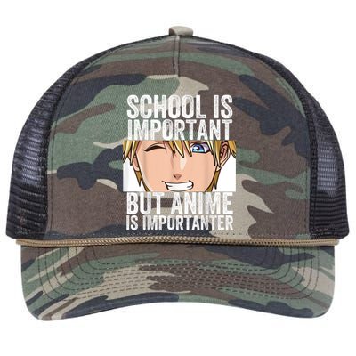 Anime Merch School Is Important But Anime Is Importanter Retro Rope Trucker Hat Cap