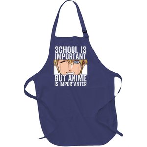 Anime Merch School Is Important But Anime Is Importanter Full-Length Apron With Pockets