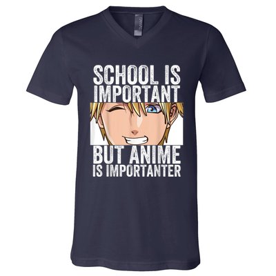 Anime Merch School Is Important But Anime Is Importanter V-Neck T-Shirt