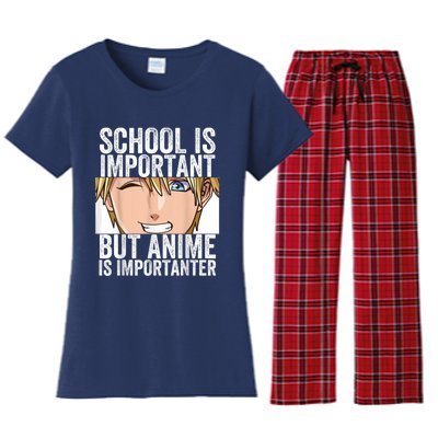 Anime Merch School Is Important But Anime Is Importanter Women's Flannel Pajama Set