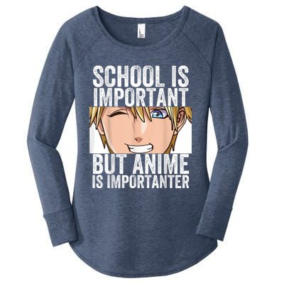 Anime Merch School Is Important But Anime Is Importanter Women's Perfect Tri Tunic Long Sleeve Shirt