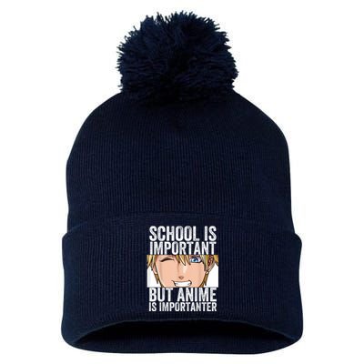 Anime Merch School Is Important But Anime Is Importanter Pom Pom 12in Knit Beanie