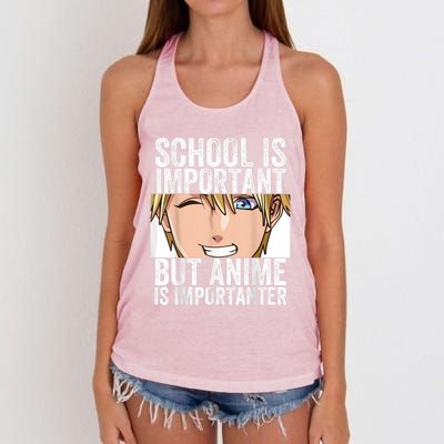 Anime Merch School Is Important But Anime Is Importanter Women's Knotted Racerback Tank