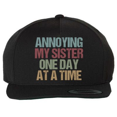 Annoying My Sister One Day At A Time Funny Colored Sibling Wool Snapback Cap