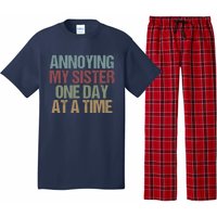 Annoying My Sister One Day At A Time Funny Colored Sibling Pajama Set