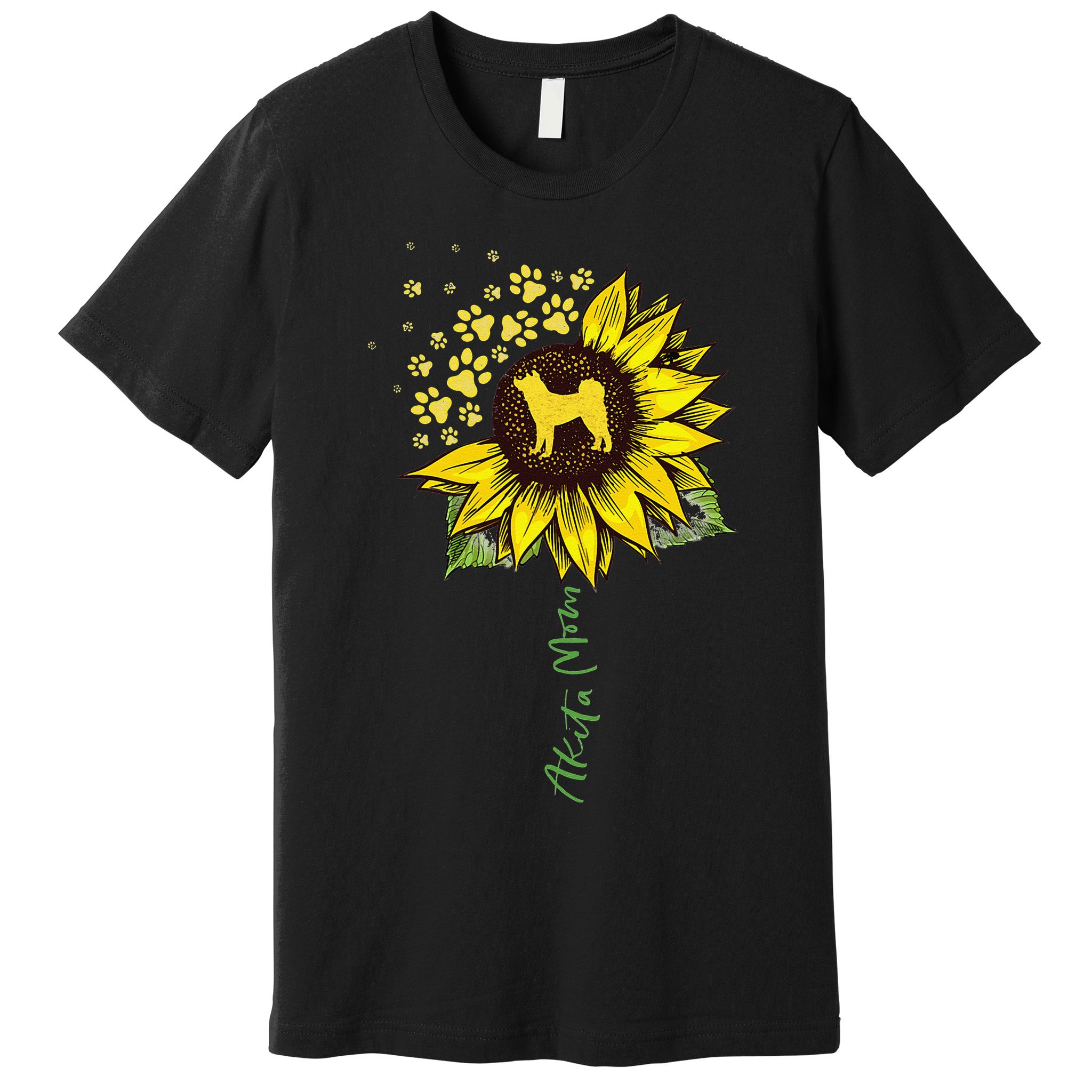 Akita Mom Sunflower Akita Inu Lover Gifts Dog Mom Premium T-Shirt