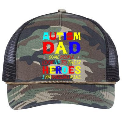 Autism Mom Some Look Up Heroes I Am Raising Mine Awareness Cute Gift Retro Rope Trucker Hat Cap