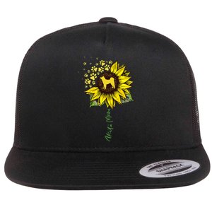 Akita Mom Sunflower Akita Inu Lover Gifts Dog Mom Flat Bill Trucker Hat