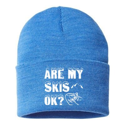 Are My Skis Ok? Funny Skiing Funny Gift Cute Gift Sustainable Knit Beanie