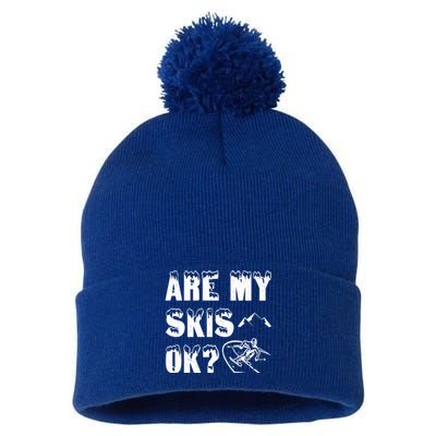 Are My Skis Ok? Funny Skiing Funny Gift Cute Gift Pom Pom 12in Knit Beanie