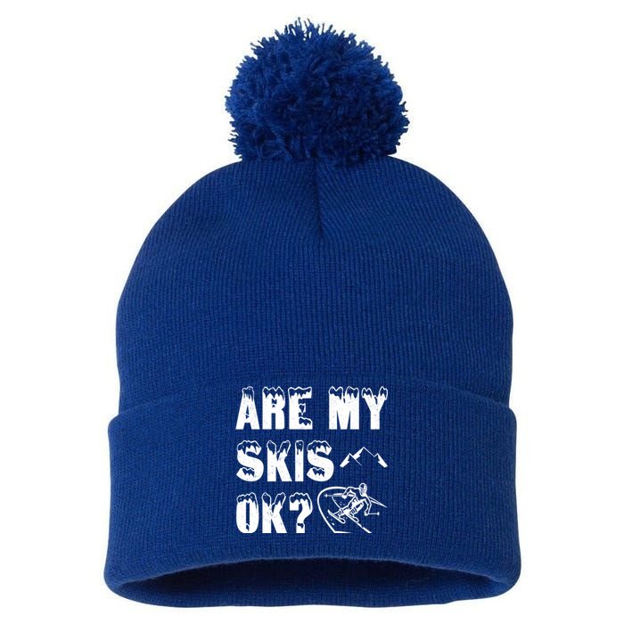 Are My Skis Ok? Funny Skiing Funny Gift Cute Gift Pom Pom 12in Knit Beanie