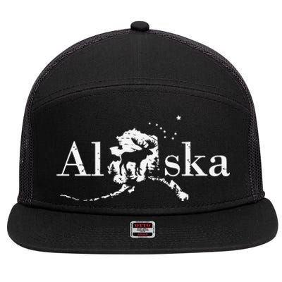 Alaska Map State 7 Panel Mesh Trucker Snapback Hat