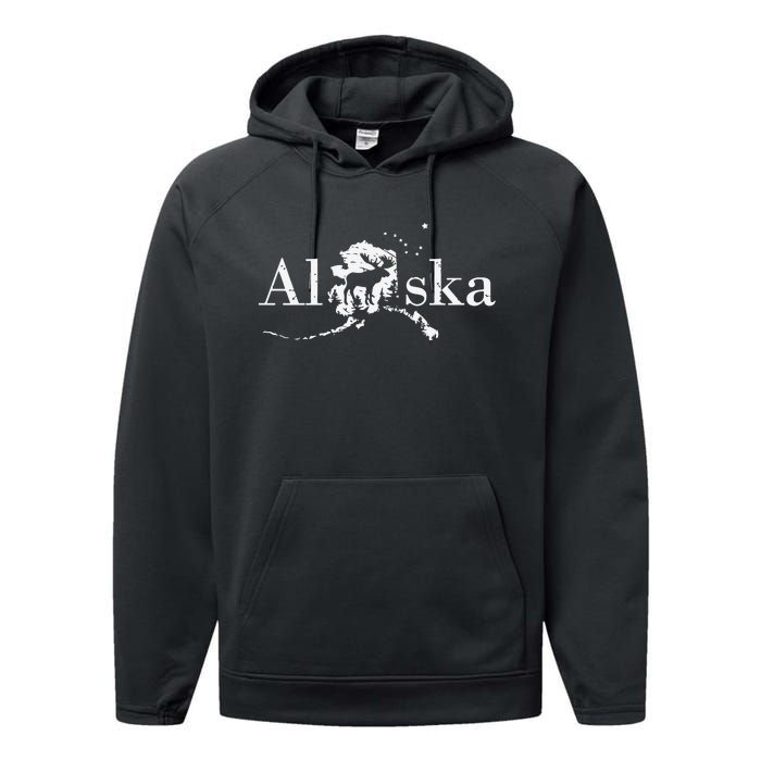 Alaska Map State Performance Fleece Hoodie